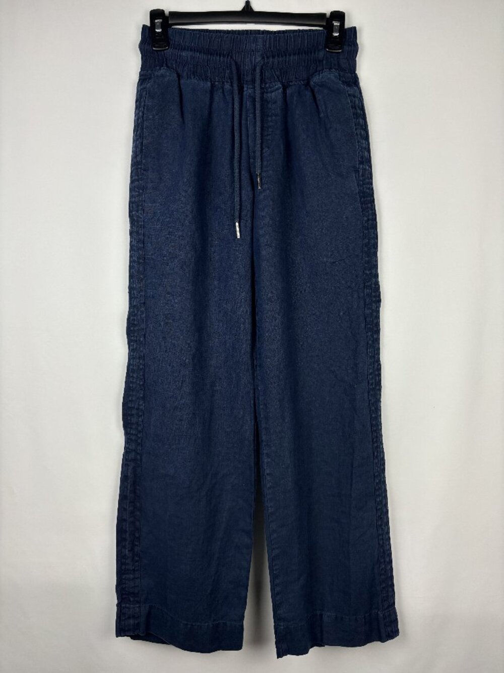 XS Quince 100% European Linen Wide Leg Pants Deep Navy Soft Straight Taper EUC